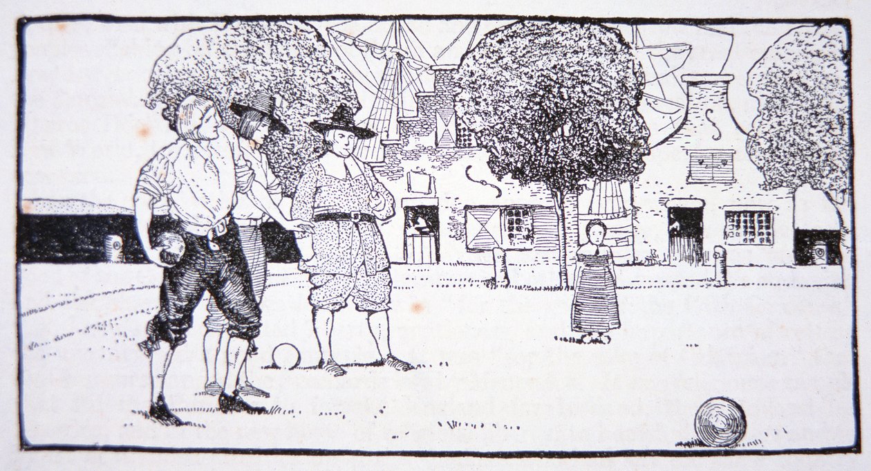 Playing Bowls in New Amsterdam in the 17th Century by American School