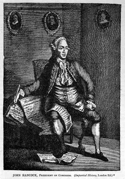 Portrait of John Hancock, from the Impartial History, vol. vii, London, pub. 1888 by American School