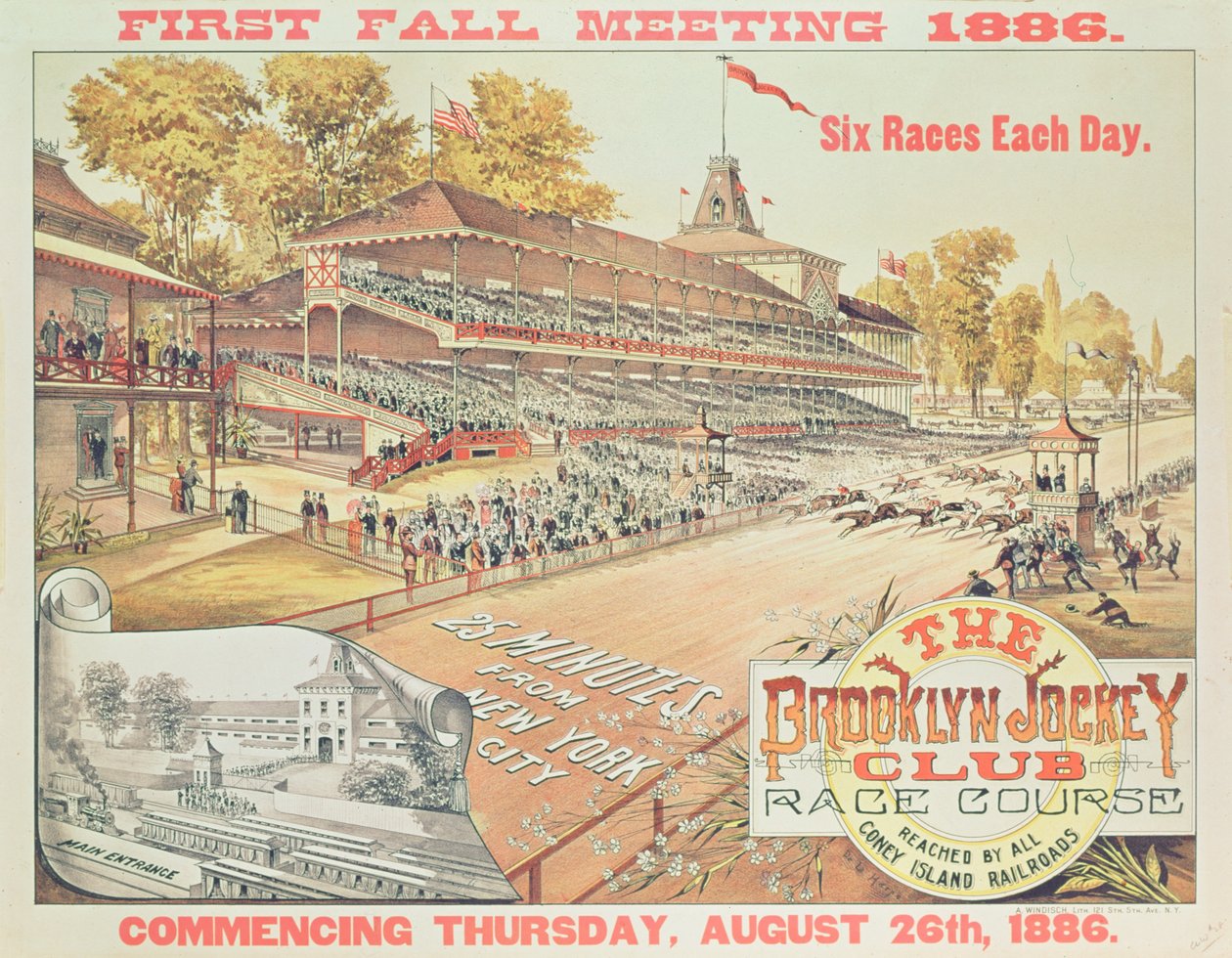 Poster Advertising The Brooklyn Jockey Club Race Course, 1886 by American School
