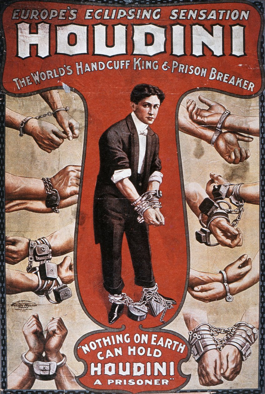 Poster advertising a performance by Houdini by American School
