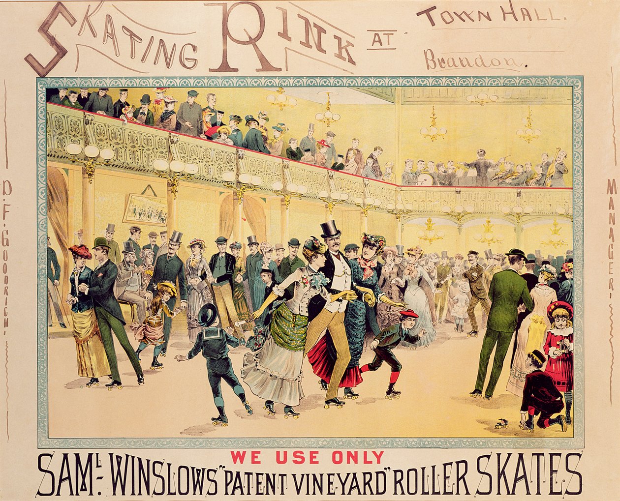 Poster Advertising the Skating Rink at Brandon Town Hall, Utah by American School