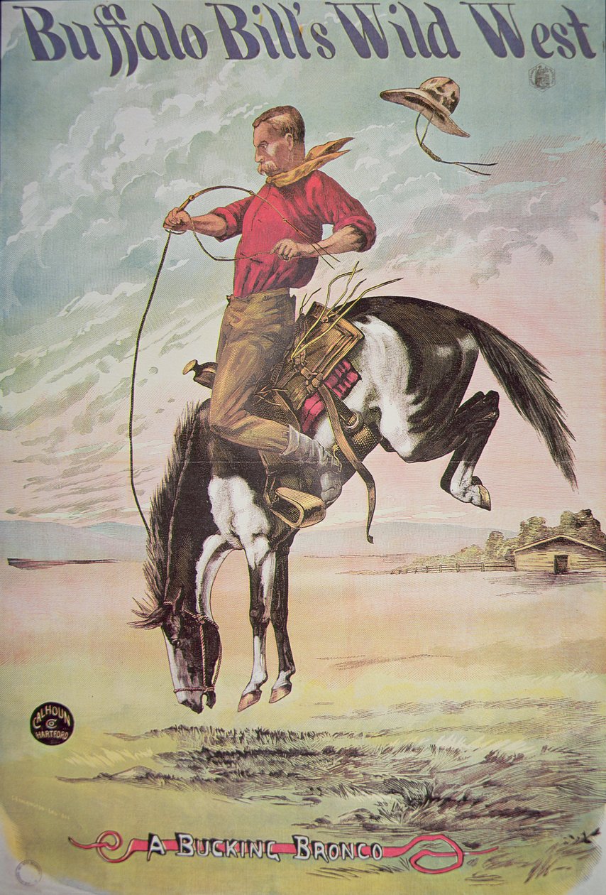 Poster of a bucking bronco, for Buffalo Bill