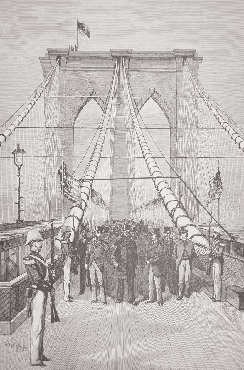 President Chester A. Arthur at the opening ceremony of the new Brooklyn Bridge, 24th May 1883 by American School