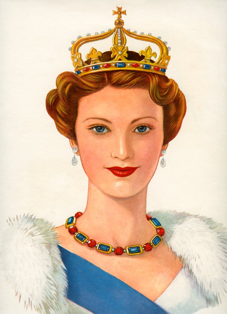 Queen Wearing a Royal Crown by American School