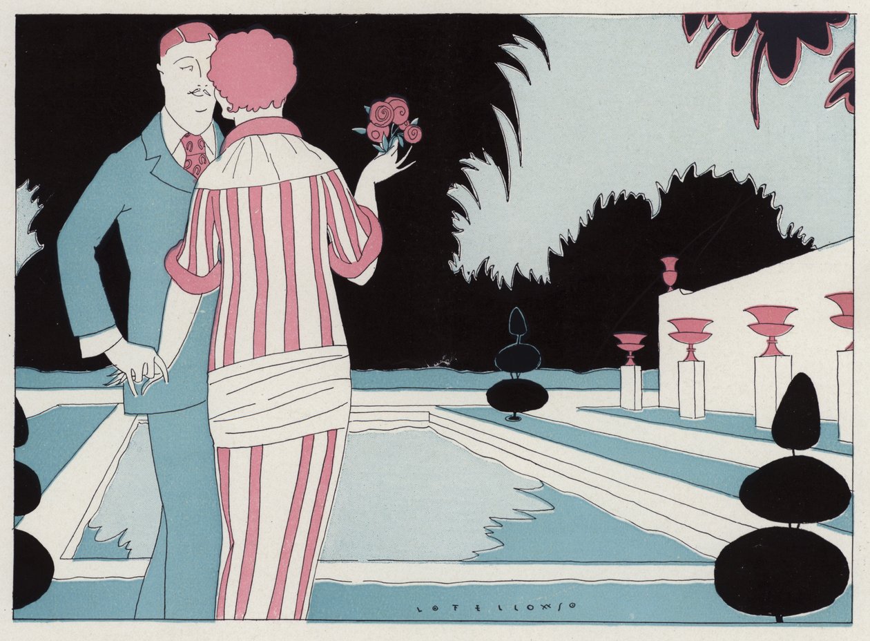 Romantic Couple Holding Hands by the Pool, a Scene from the Short Story 