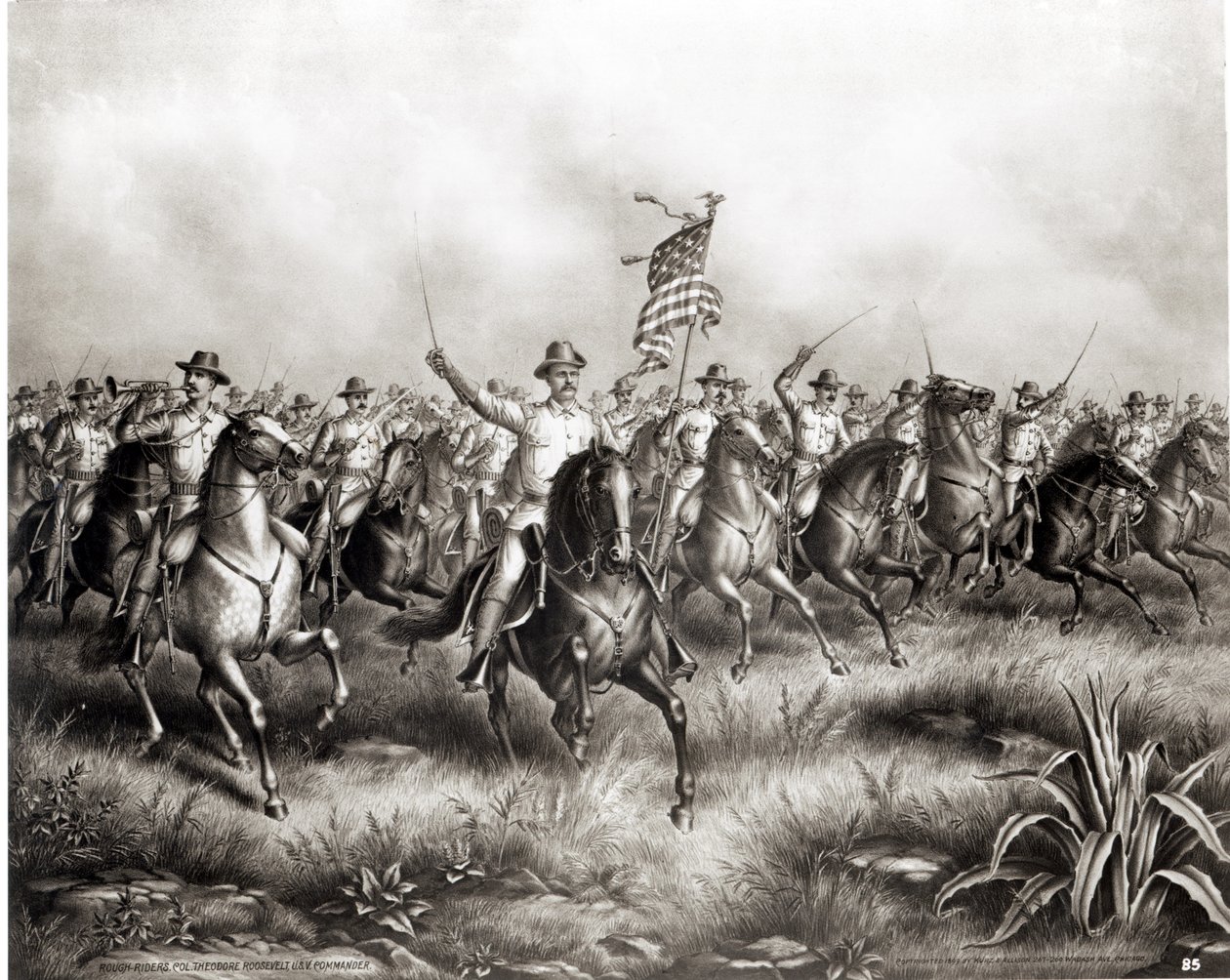 Rough Riders: Colonel Theodore Roosevelt, US Commander at San Juan Hill, Santiago, Cuba by American School