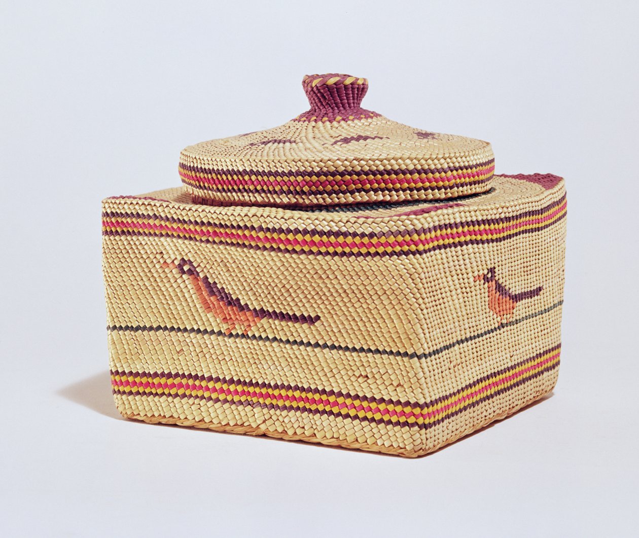 Salish basket depicting birds, from the Northwest Coast by American School