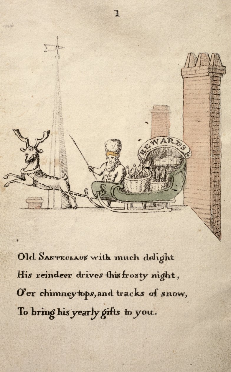 Santeclaus with sleigh and reindeer, from The Children