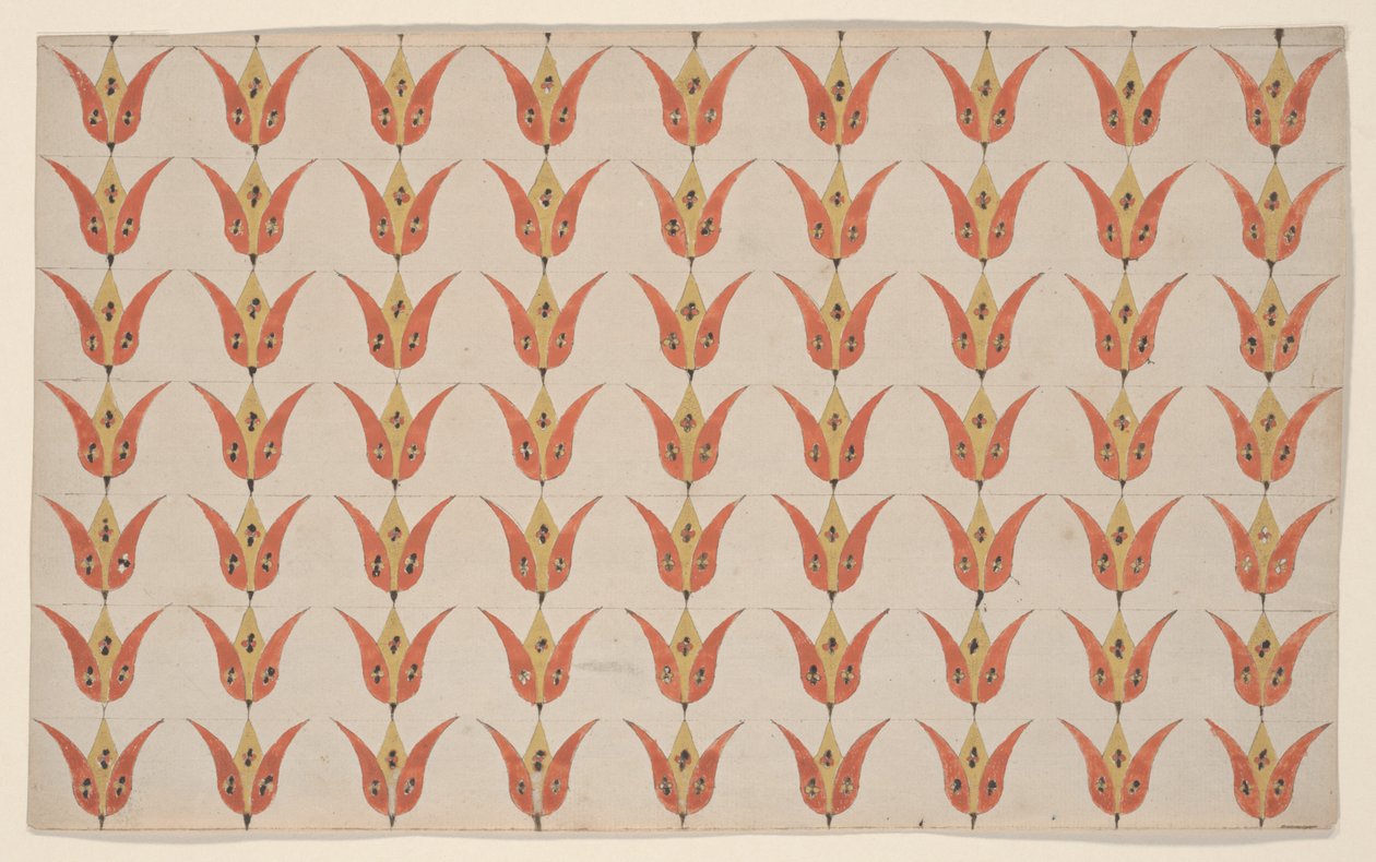 Seven Rows of Tulips, Fraktur Painting, c.1800-20 by American School