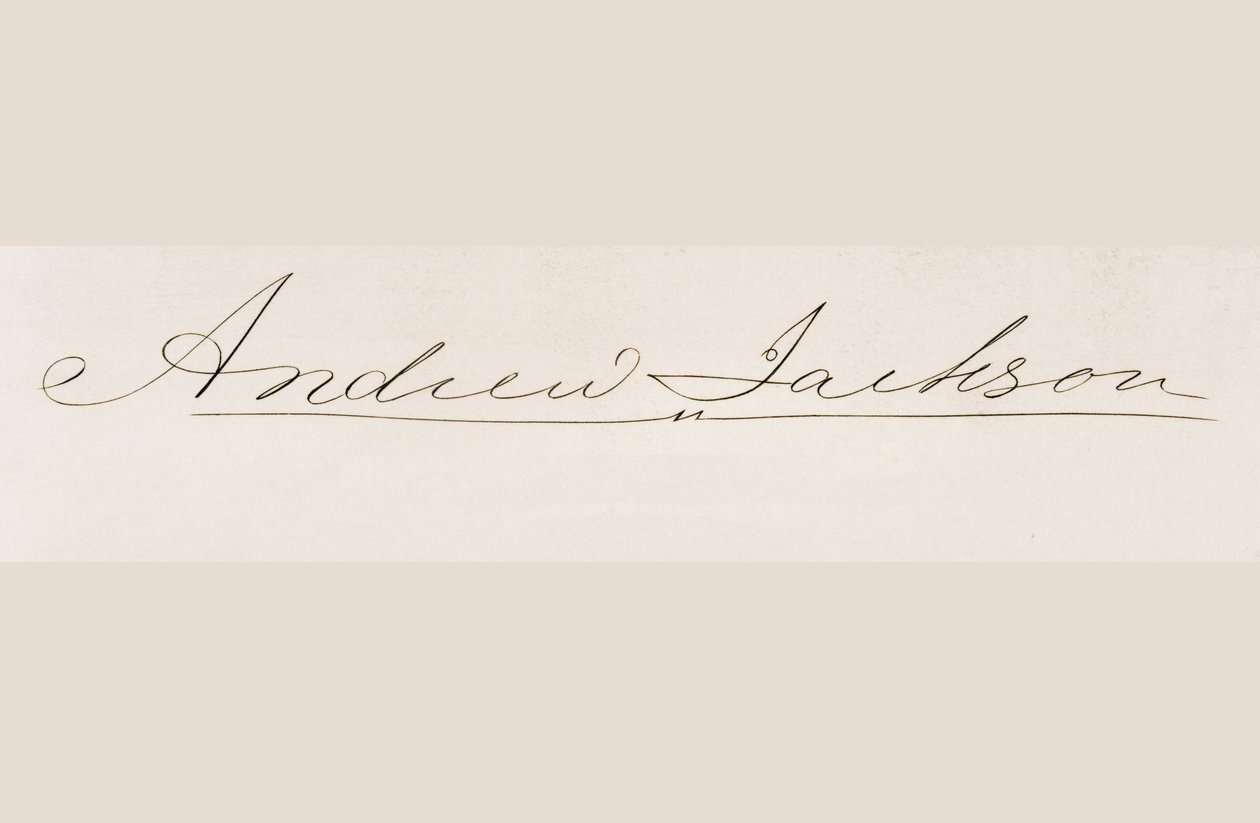 Signature of Andrew Jackson by American School