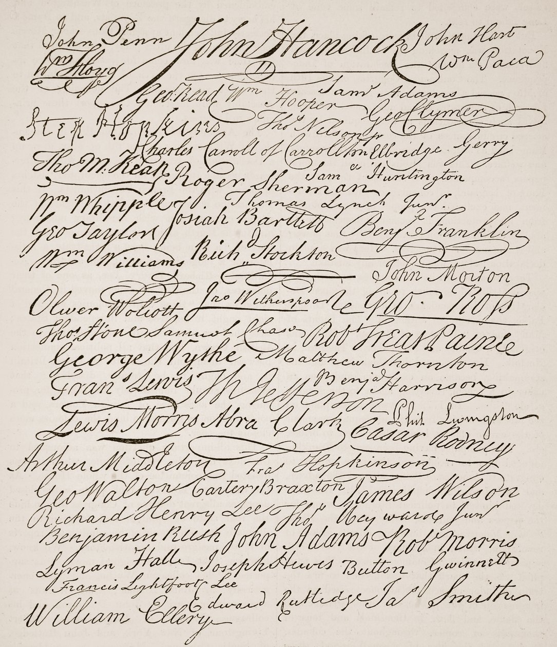 Signatures to the Declaration of Independence, 1776, illustration from Cassells Illustrated History of England by American School