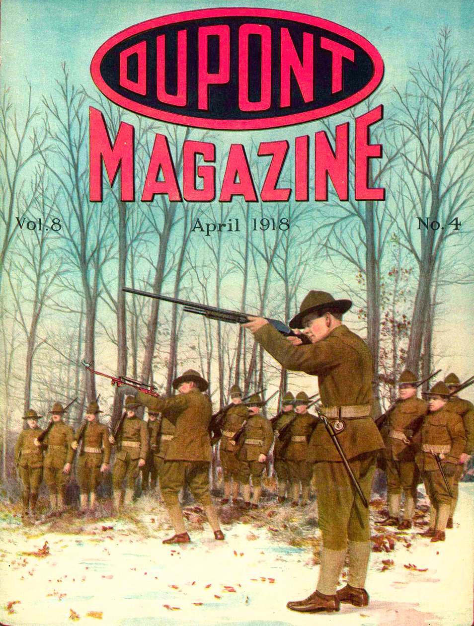 Soldiers, Front Cover of the DuPont Magazine, April 1918 by American School