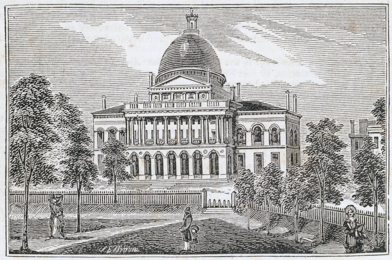 Southern View of the State House in Boston on Beacon Street, from 