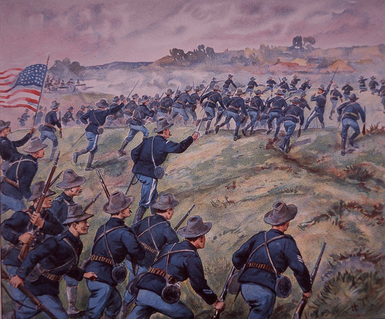 Spanish-American War 1898, US Troops Storm San Juan Heights in Cuba by American School