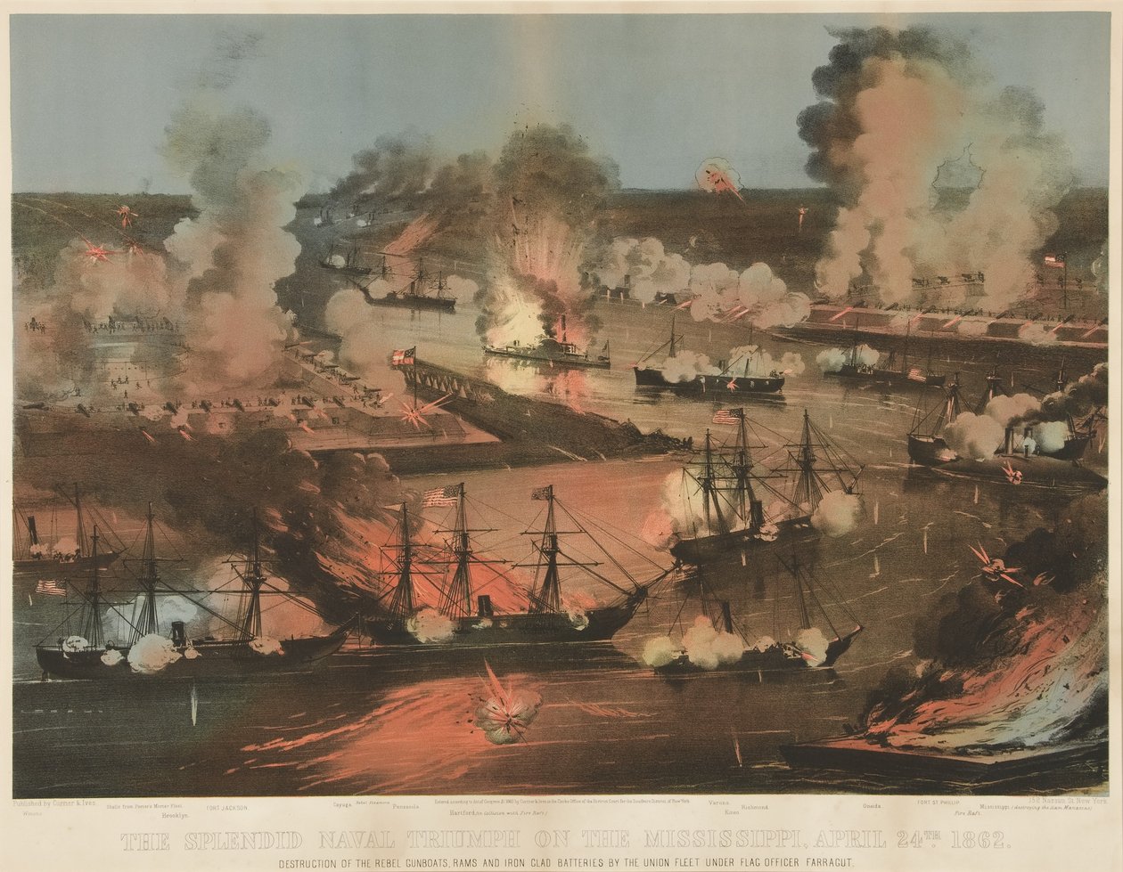 Splendid Naval Triumph of the Mississippi, pub. 1862 by American School