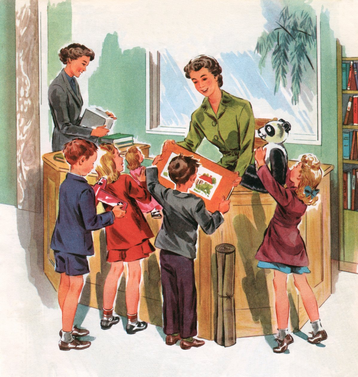 Students in the School Library, c.1950 by American School