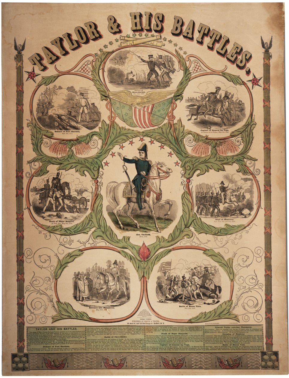 Taylor & His Battles, Printed by Rufus Blanchard of Cincinnati and Published by Ensign & Thayer, New York, 1847 by American School