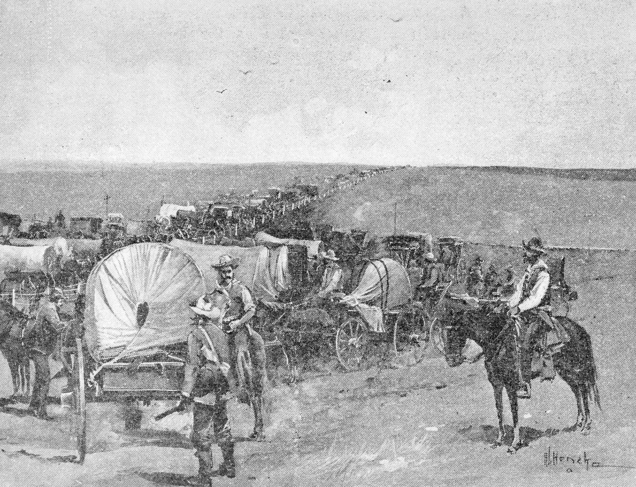 Ten Minutes Before the Great Rush, on the South Line of the Indian School Reserve, Near Arkansas City, 16th September 1893 by American School