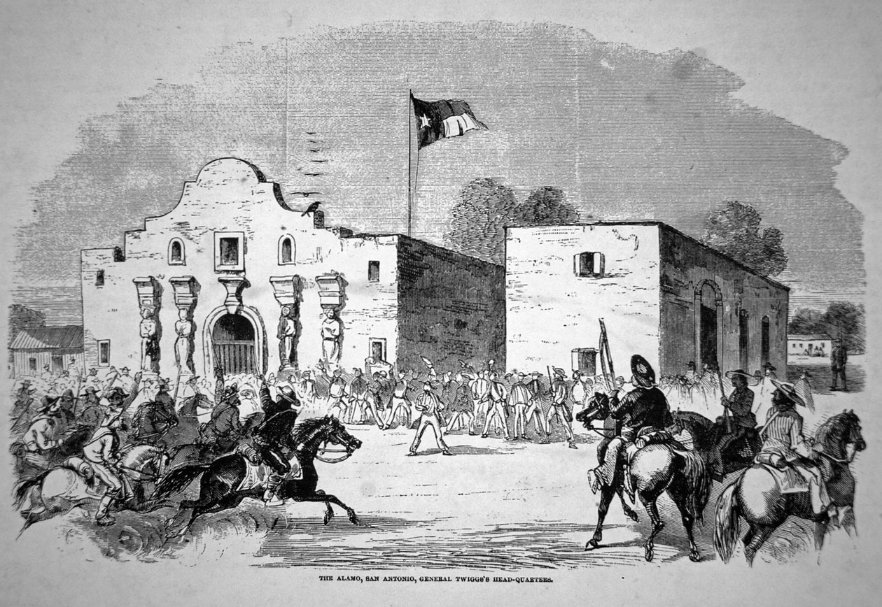 The Alamo fort at San Antonio, HQ of Federal General Twiggs by American School