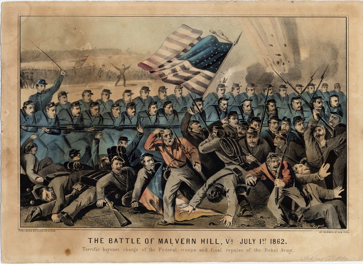 The Battle of Malvern Hill, Va., July 1st 1862, pub. by Currier & Ives, c.1862 by American School