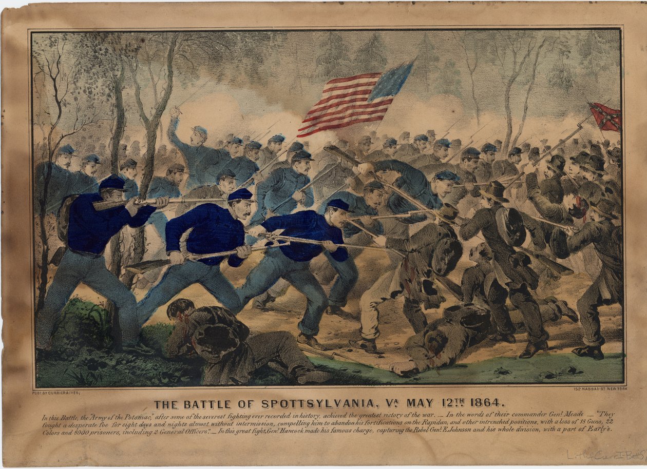 The Battle of Spottsylvania, Va. May 12th 1864, pub. by Currier & Ives, c.1864 by American School
