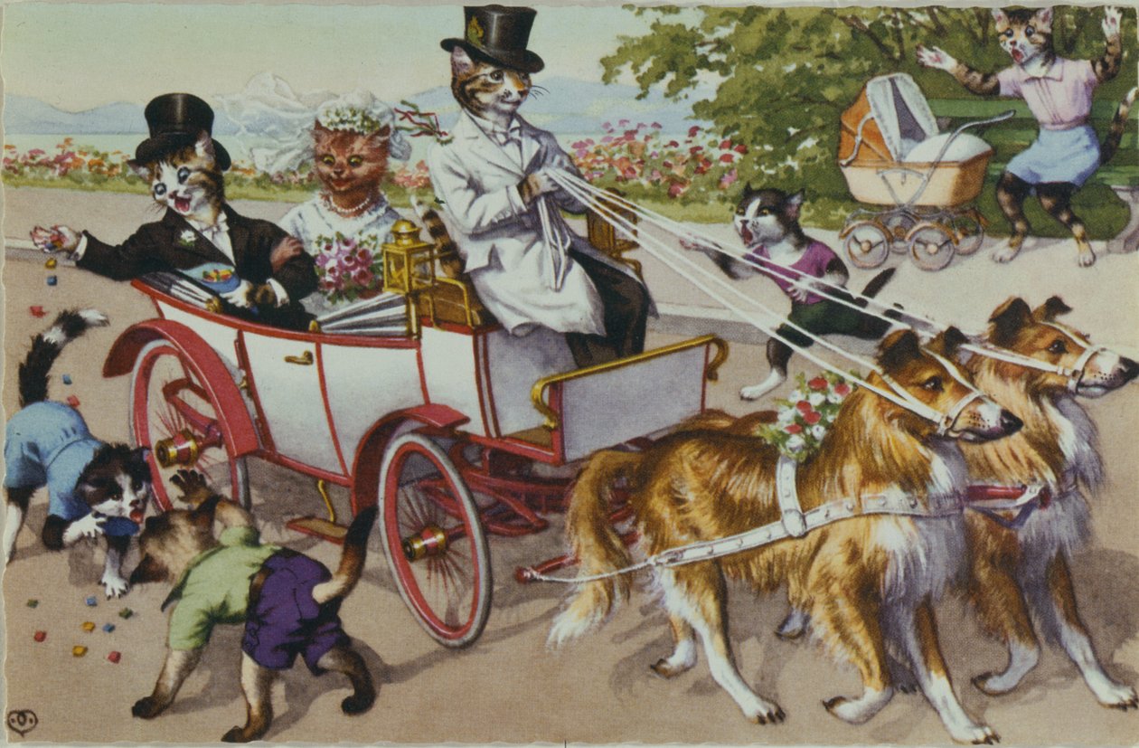 The Bride and Groom, early 20th century American postcard by American School