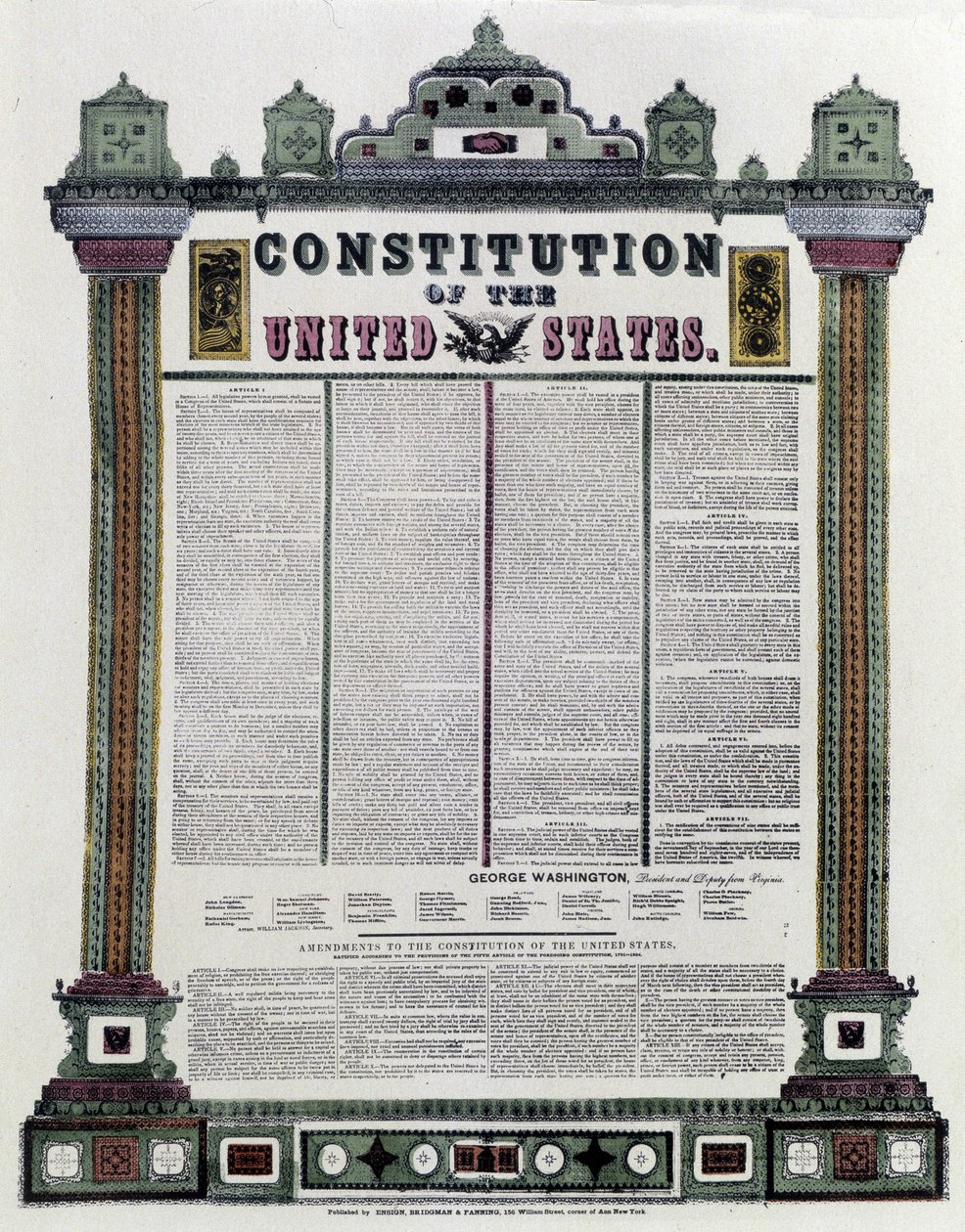 The Constitution of the United States of America signed in 1787, applied in 1789 by American School
