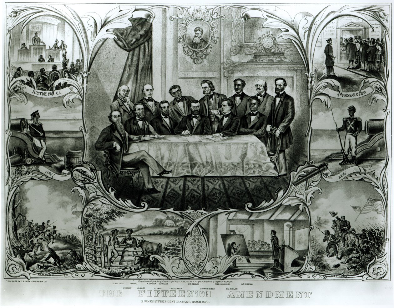 The Fifteenth Amendment, Signed by President Ulysses S. Grant, March 1870 by American School