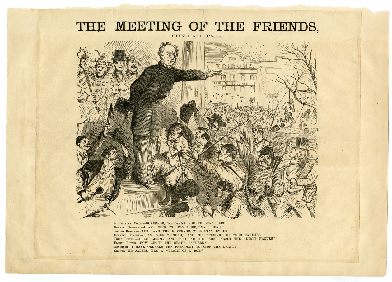 The Meeting of The Friends, City Hall Park, 1863 by American School