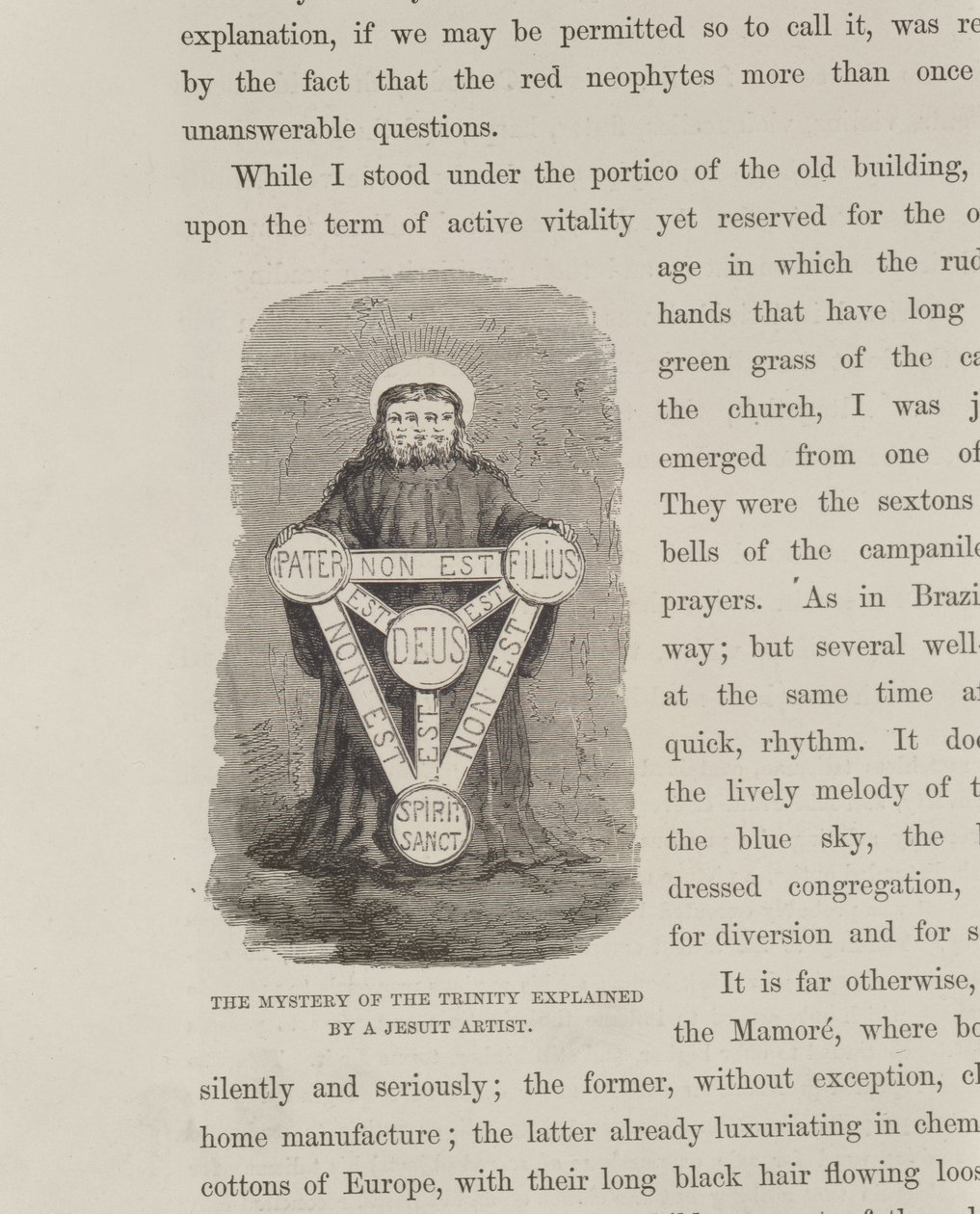 The Mystery of the Trinity Explained by a Jesuit Artist, from The Amazon and Madeira Rivers, by Franz Keller, 1874 by American School