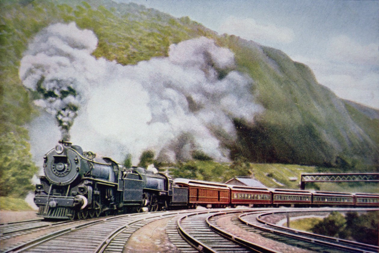 The New York to Chicago Express at the Horse-Shoe Curve, Alleghany, c.1930 by American School