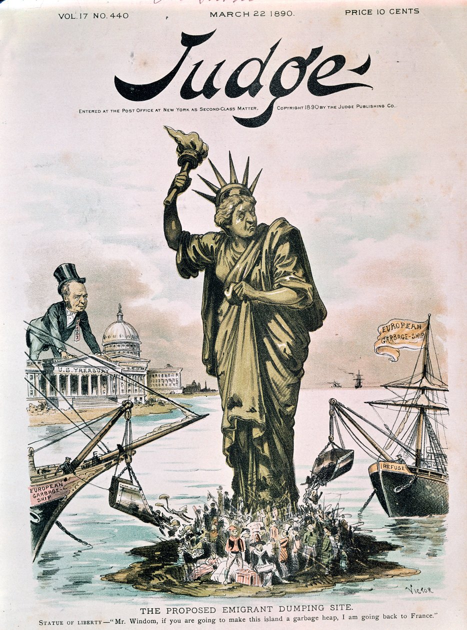 The Proposed Emigrant Dumping Site, front cover of Judge, 22nd March 1890 by American School