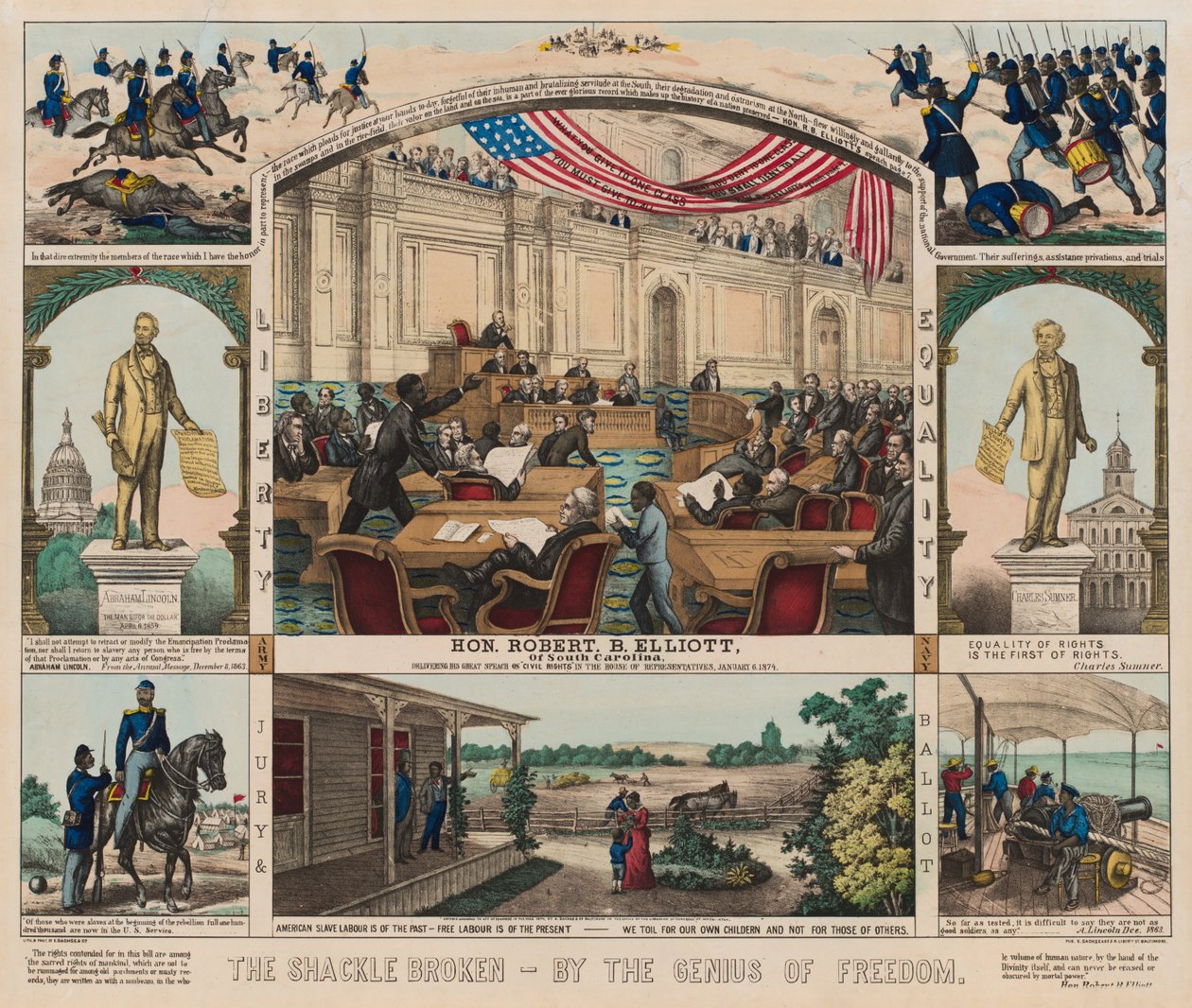 The Shackle Broken - By the Genius of Freedom, c.1860-1879 by American School
