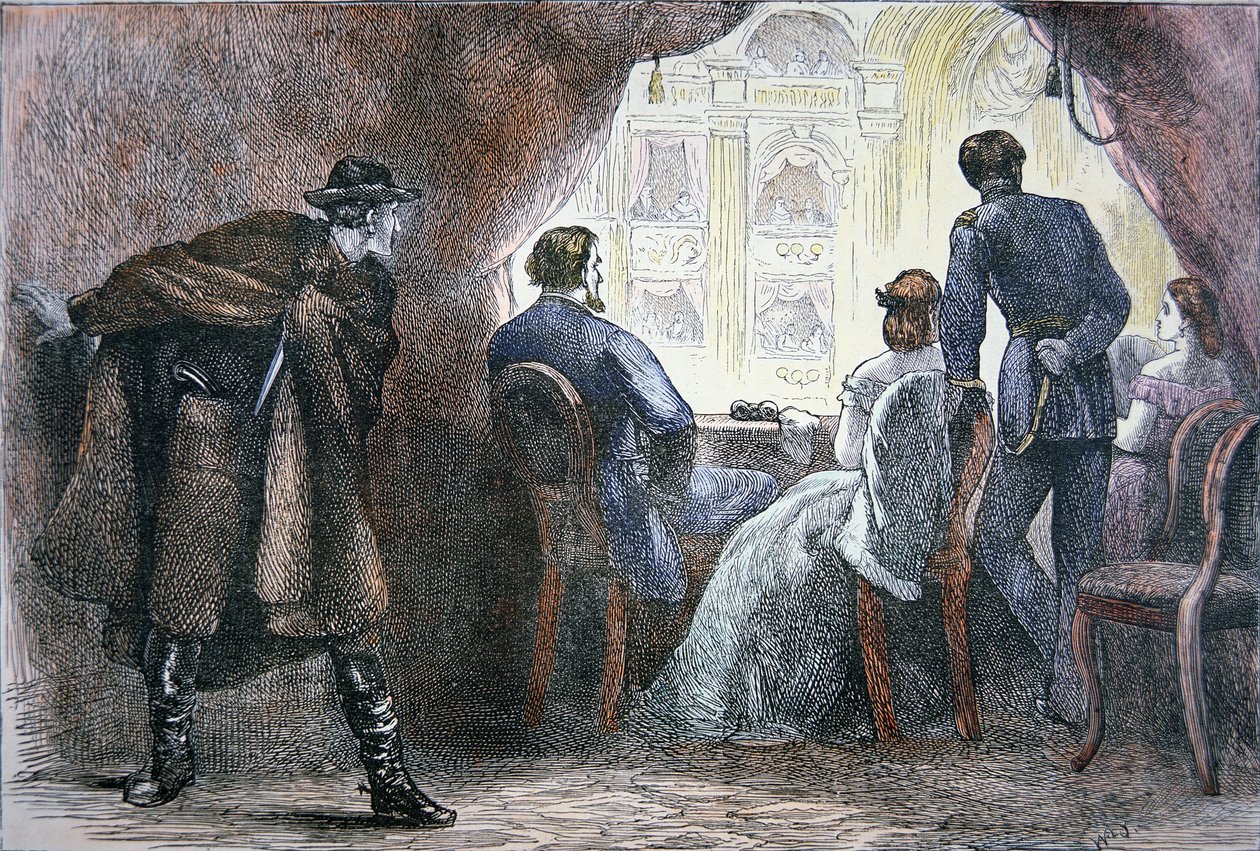 The assassination of Abraham Lincoln (1809-65) in the box at Ford