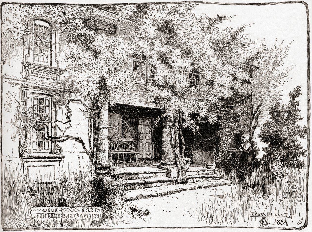 The Home of John Bartram Near Philadelphia, from The Century Illustrated Monthly Magazine, Published 1884 by American School