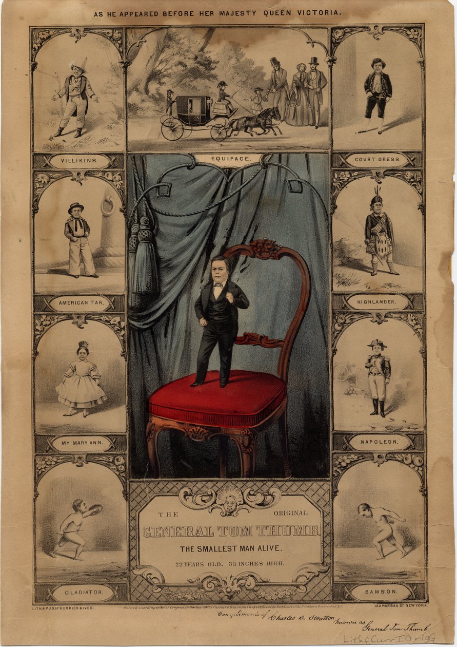 The original General Tom Thumb: the smallest man alive, pub. by Currier & Ives, 1860 by American School