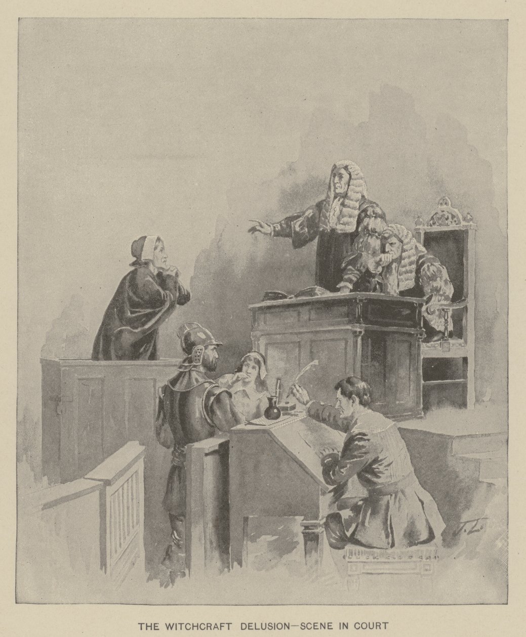 The Witchcraft Delusion - Scene in Court by American School