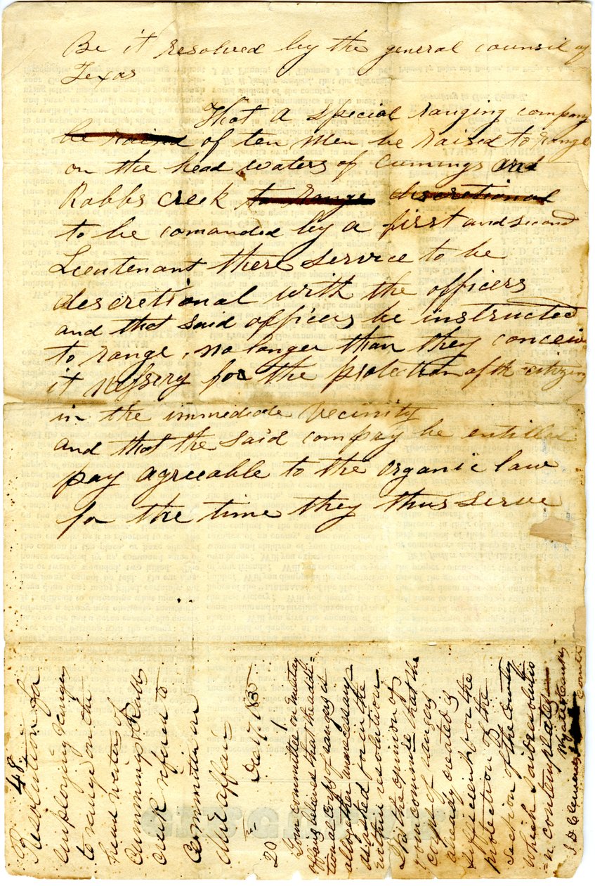 To The People of Texas re: siege of Mexican garrison at San Antonio de Bexar, 10th December 1835 by American School