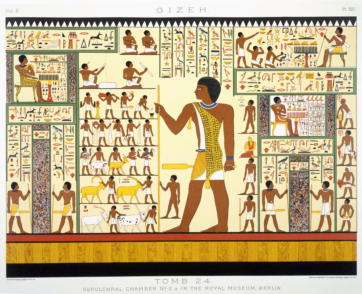 Tomb 24, Sepulchral Chamber No. 2a, from Gizeh, Volume II, plate XIV from Vol 2 Ancient Egypt by Samuel Augustus Binion, published 1887 by American School