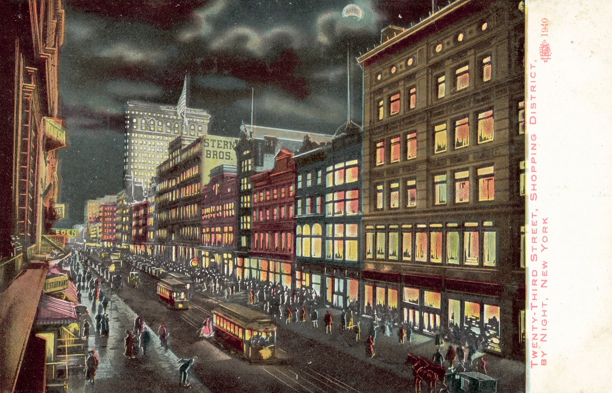 Twenty-Third Street Shopping District, New York, by Night by American School
