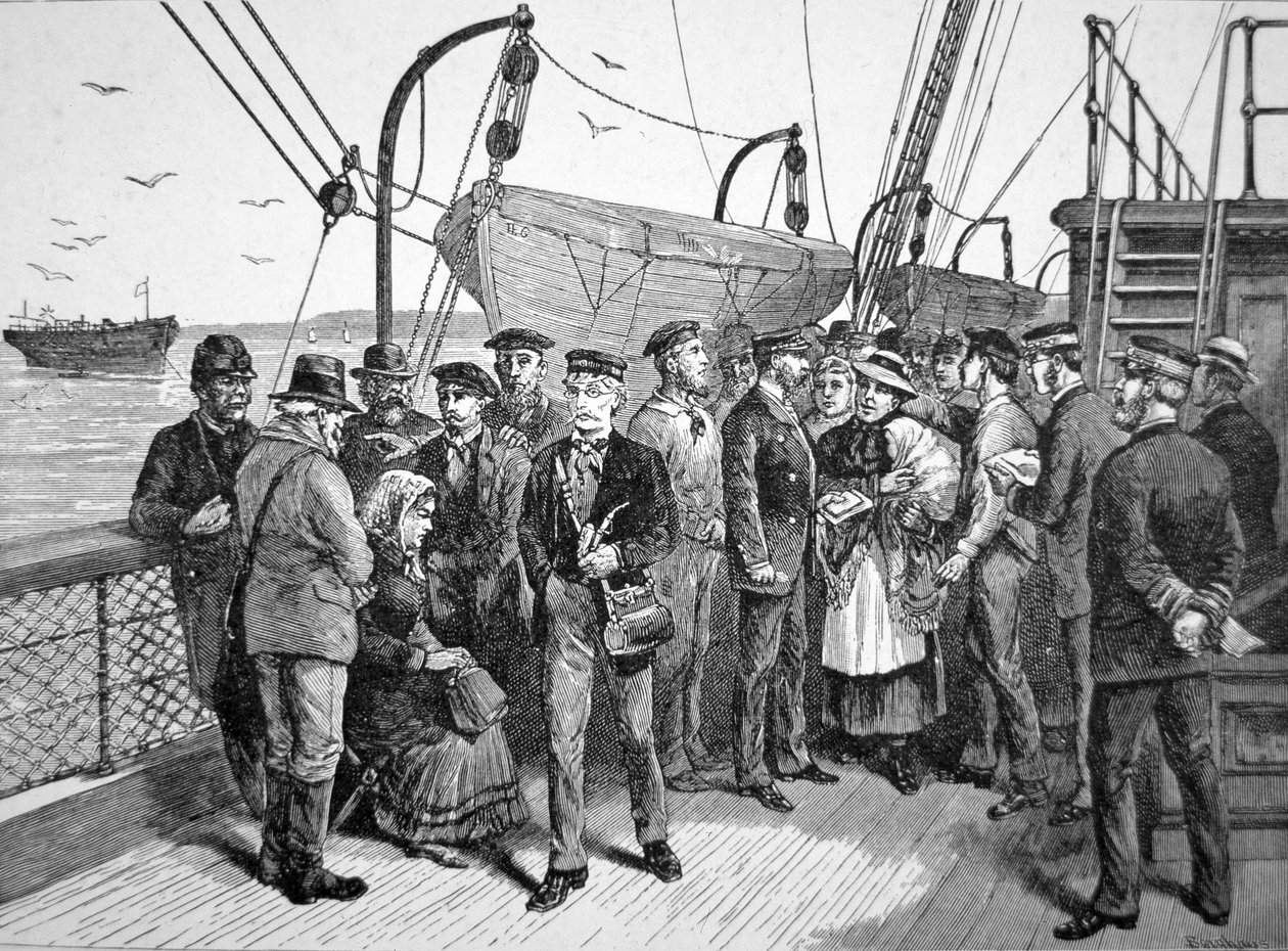 US Government health officers on an emigrant ship, Quarantine Point, New York by American School