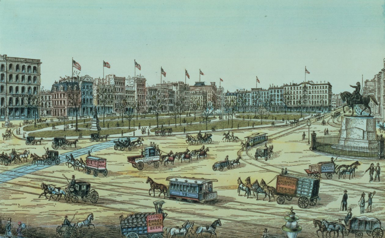 Union Square and Fourteenth Street to Seventeenth Street, from a Series of 48 Views of New York and Environs, pub. by Charles Magnus by American School