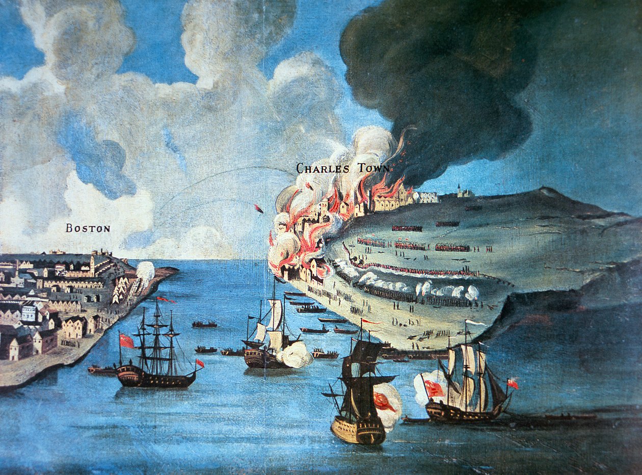 View of Boston and the Battle of Bunker Hill by American School
