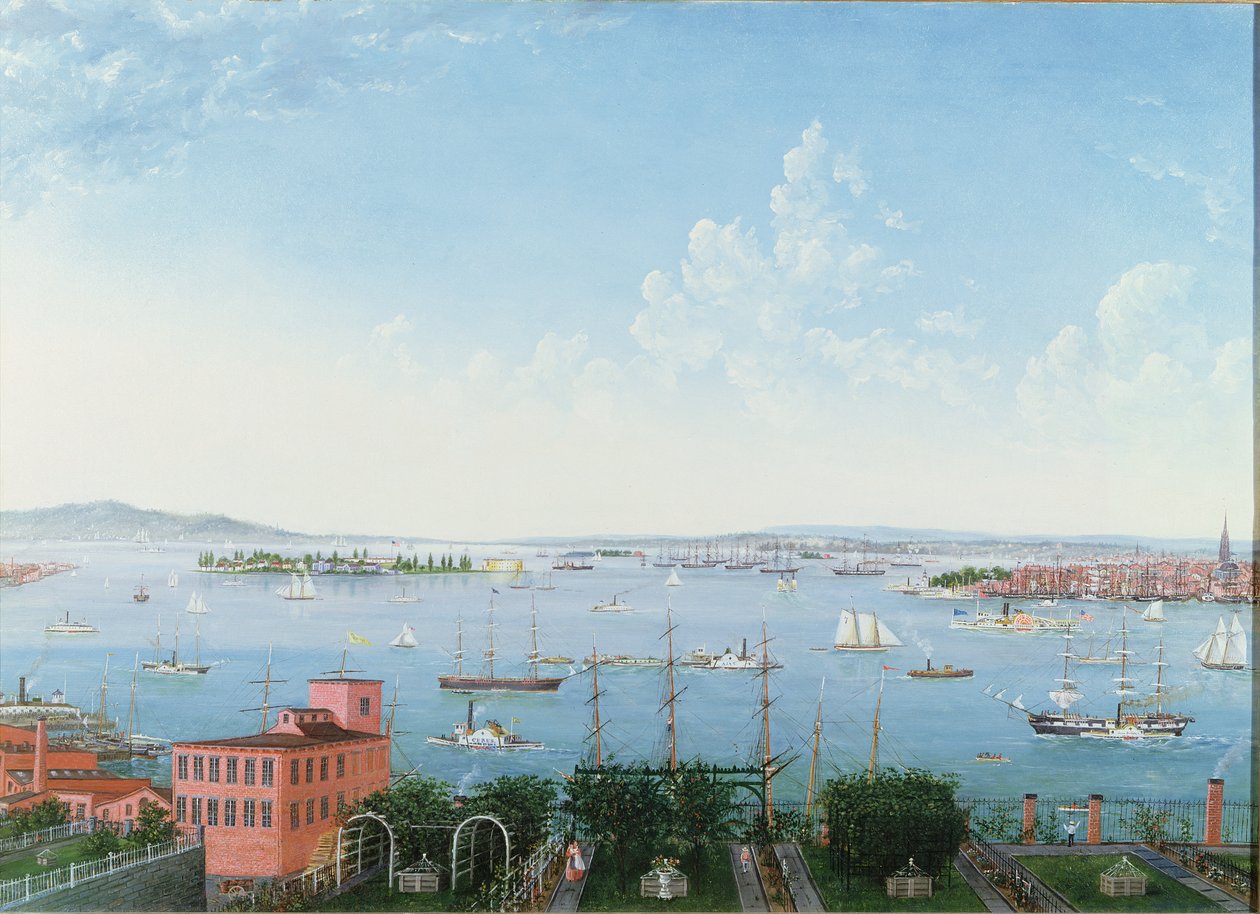 View of New York Harbour from Brooklyn Heights by American School