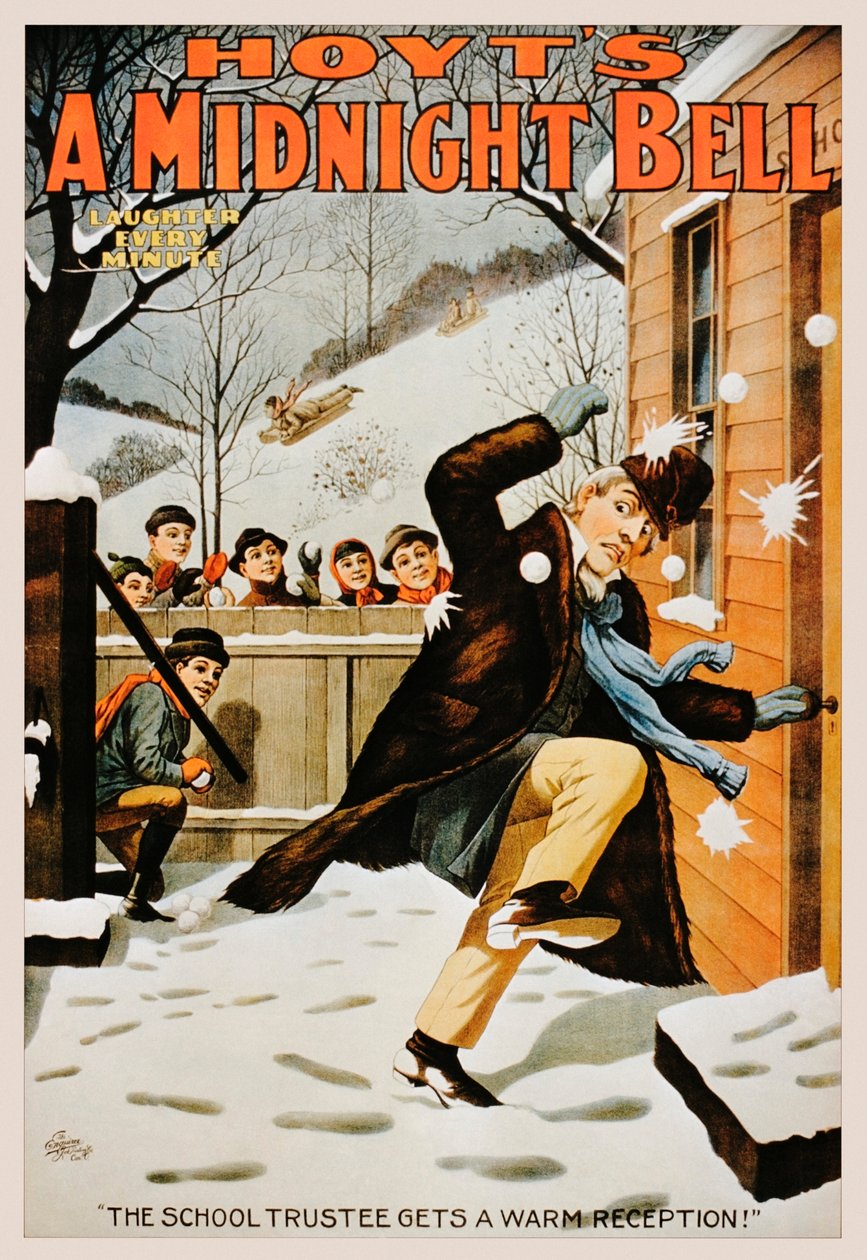 Vintage Poster of Boys Pelting Man with Snowballs, 1890-99 by American School