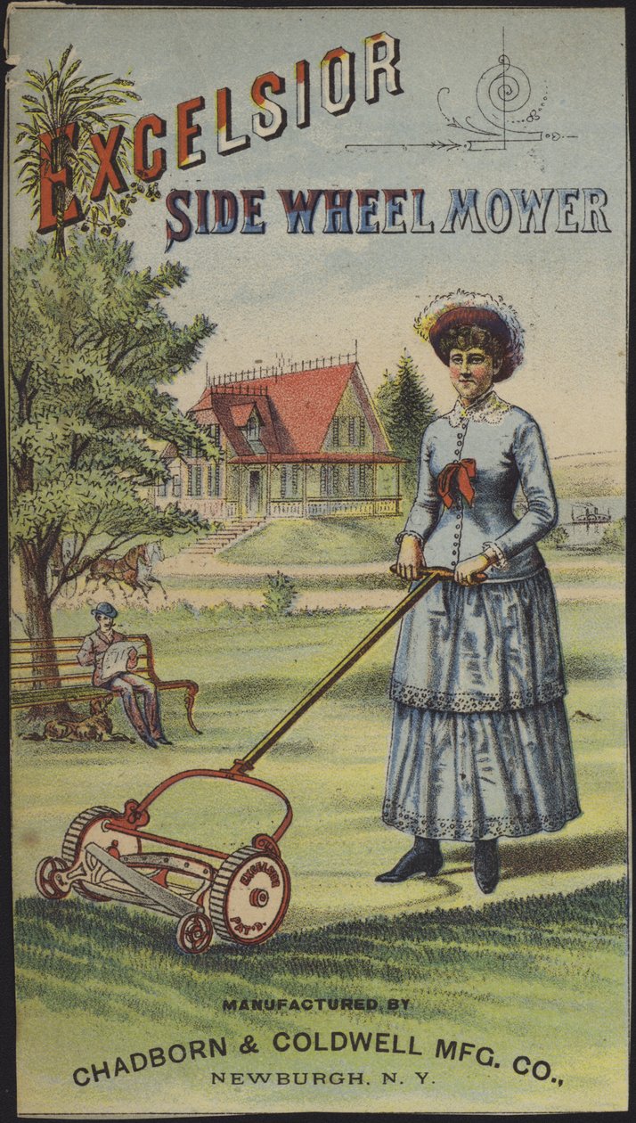 Woman Mowing the Grass by American School