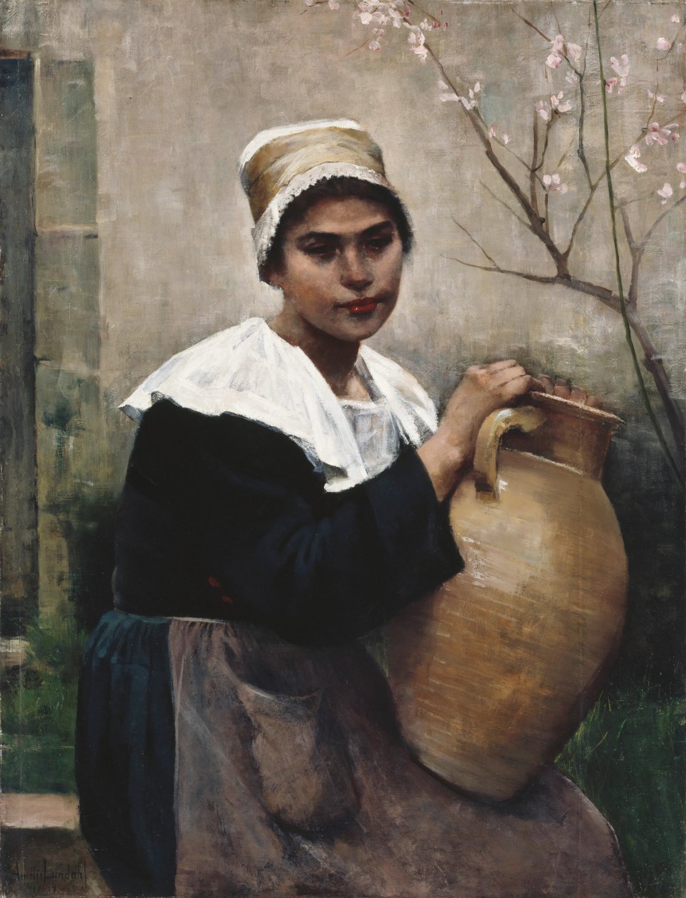 Breton Girl Holding a Jar by Amélie Lundahl