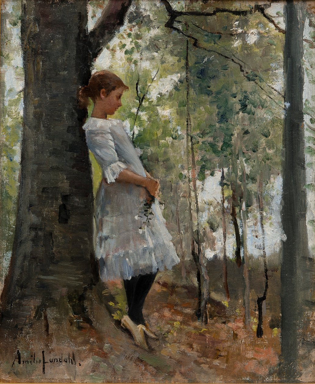 Girl in a Leaf Forest by Amélie Lundahl