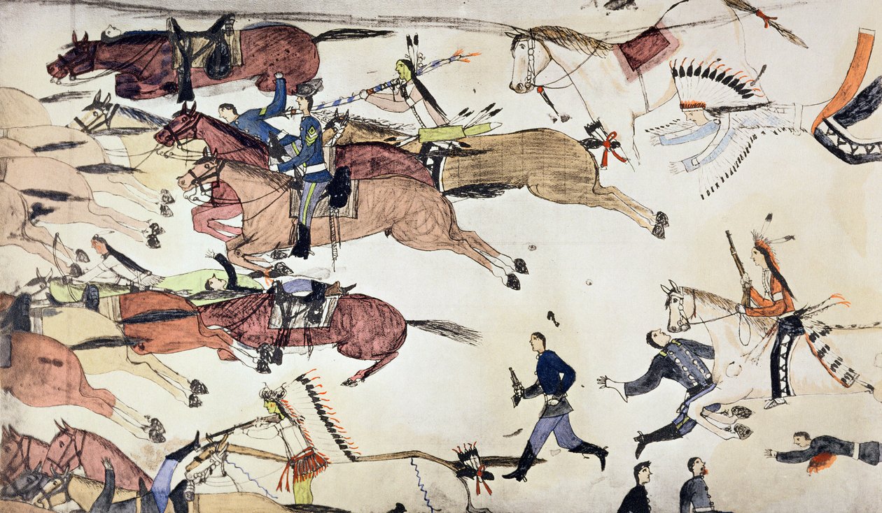 Battle of Little Bighorn, Montana, USA, 25-26 June 1876, c. 1900 by Amos Bad Heart Buffalo