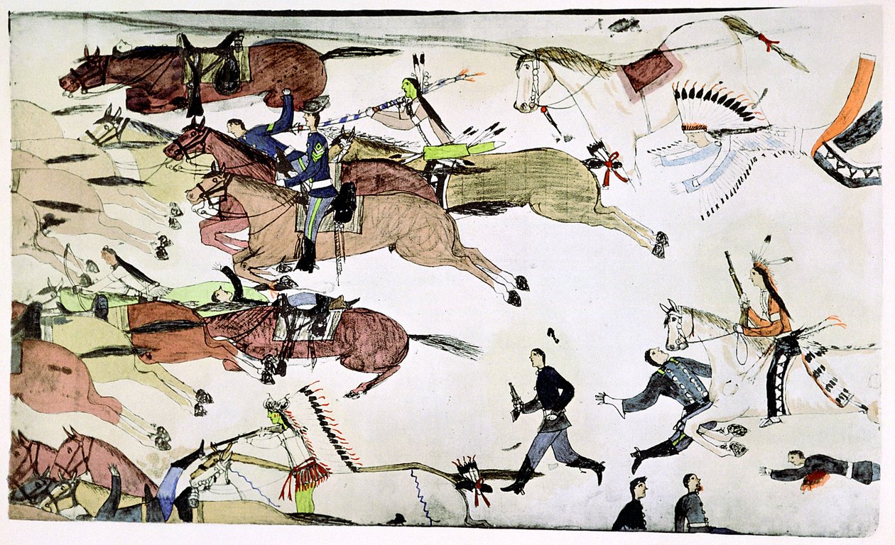 Battle of the Little Big Horn, Montana, USA, 25-26 June 1876, c1900 by Amos Bad Heart Buffalo